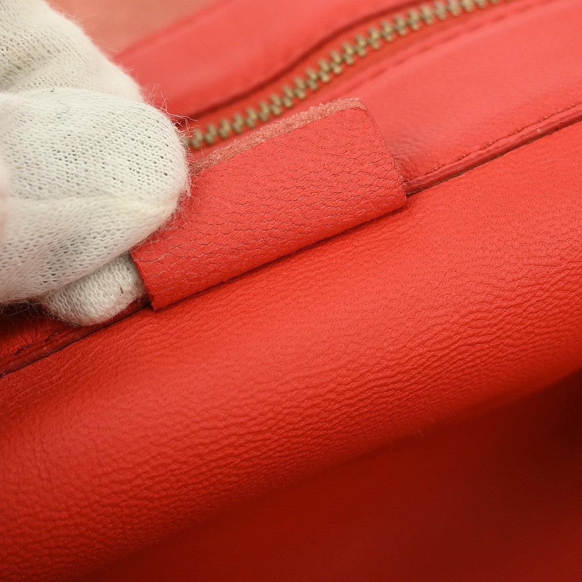 Celine Horizontal Cabas Tote Leather, RED, LEATHER, Tote bag