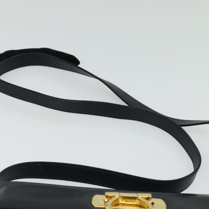 Salvatore Ferragamo Gancini Shoulder Bag Leather, NAVY, LEATHER, Shoulder bag