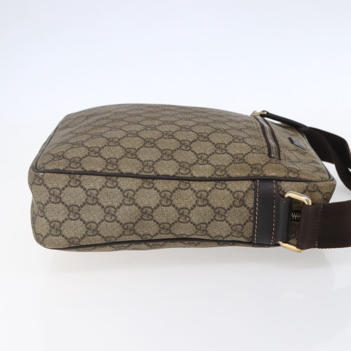 Gucci Front Zip Messenger GG Coated Canvas, BROWN, CANVAS, Shoulder bag