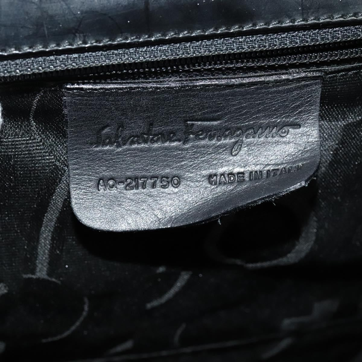 Salvatore Ferragamo Gancini Shoulder Bag Patent Leather, BLACK, PATENT_LEATHER, Shoulder bag