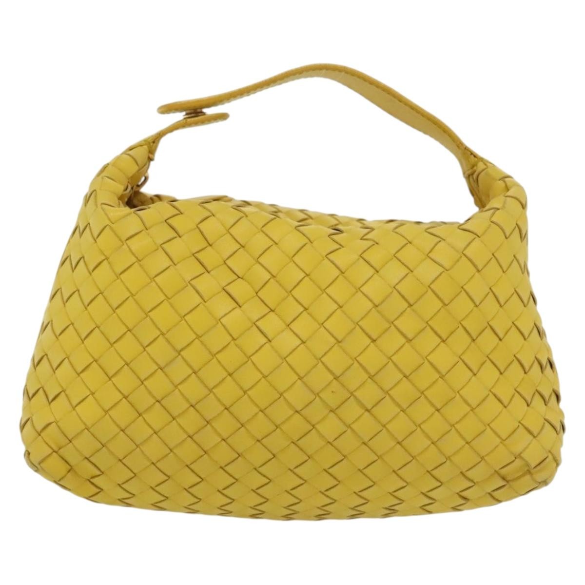 Bottega Veneta Wallace Shoulder Bag Intrecciato Nappa, YELLOW, LEATHER, Clutche & pouche