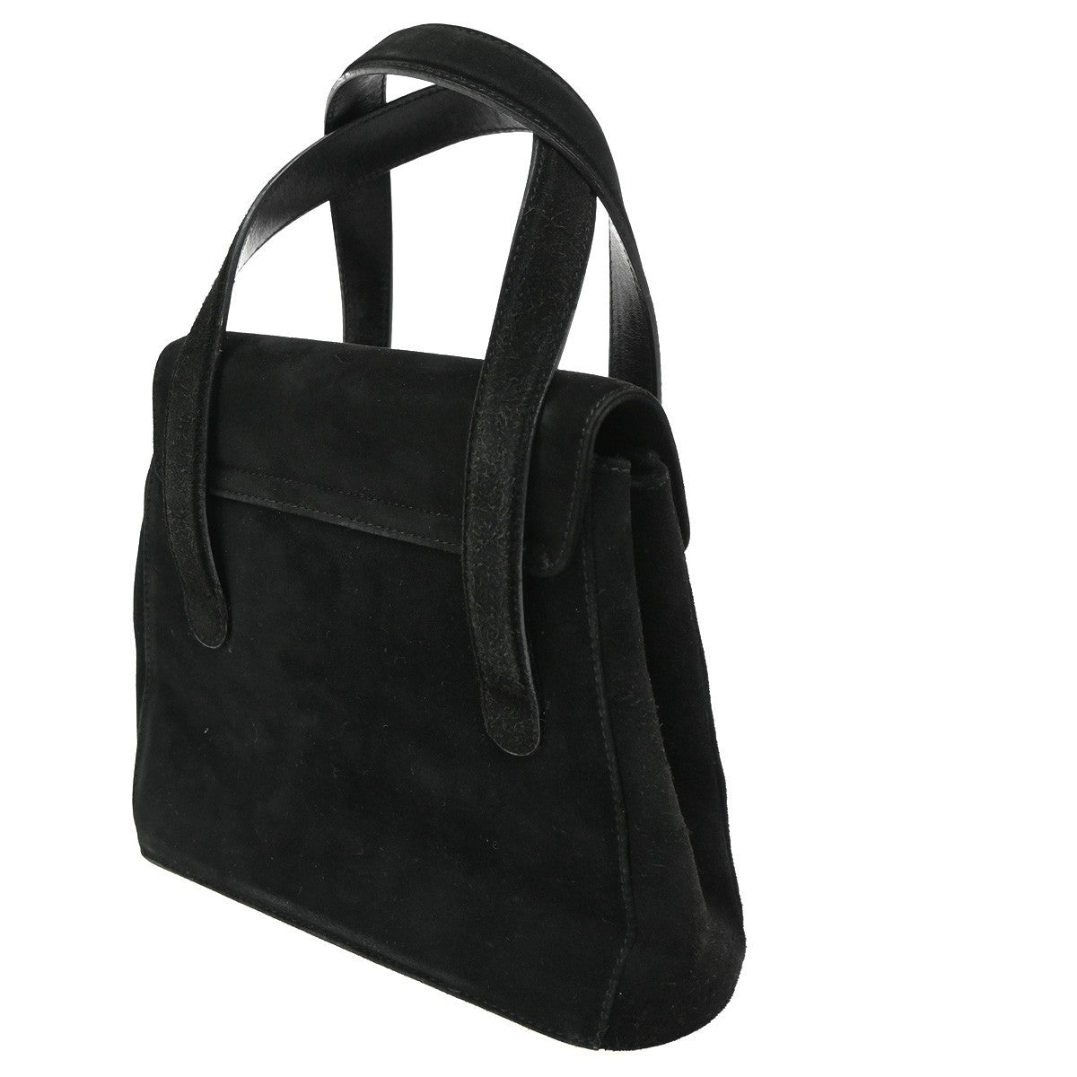 Salvatore Ferragamo Gancini handbag Suede, BLACK, SUEDE, Handbag