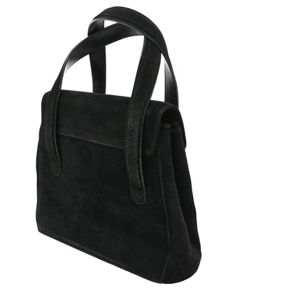 Salvatore Ferragamo Gancini handbag Suede, BLACK, SUEDE, Handbag