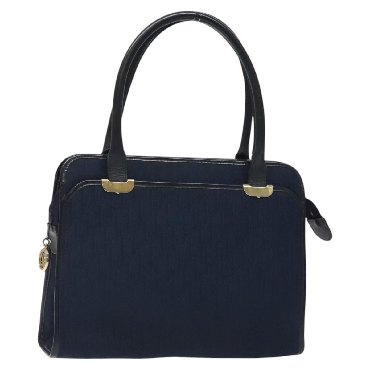 Christian Dior Vintage Trotter Handbag Canvas, NAVY, CANVAS, Handbag