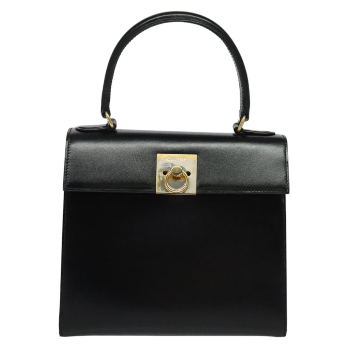 Celine Vintage Logo Top Handle Bag Leather, BLACK, LEATHER, Handbag