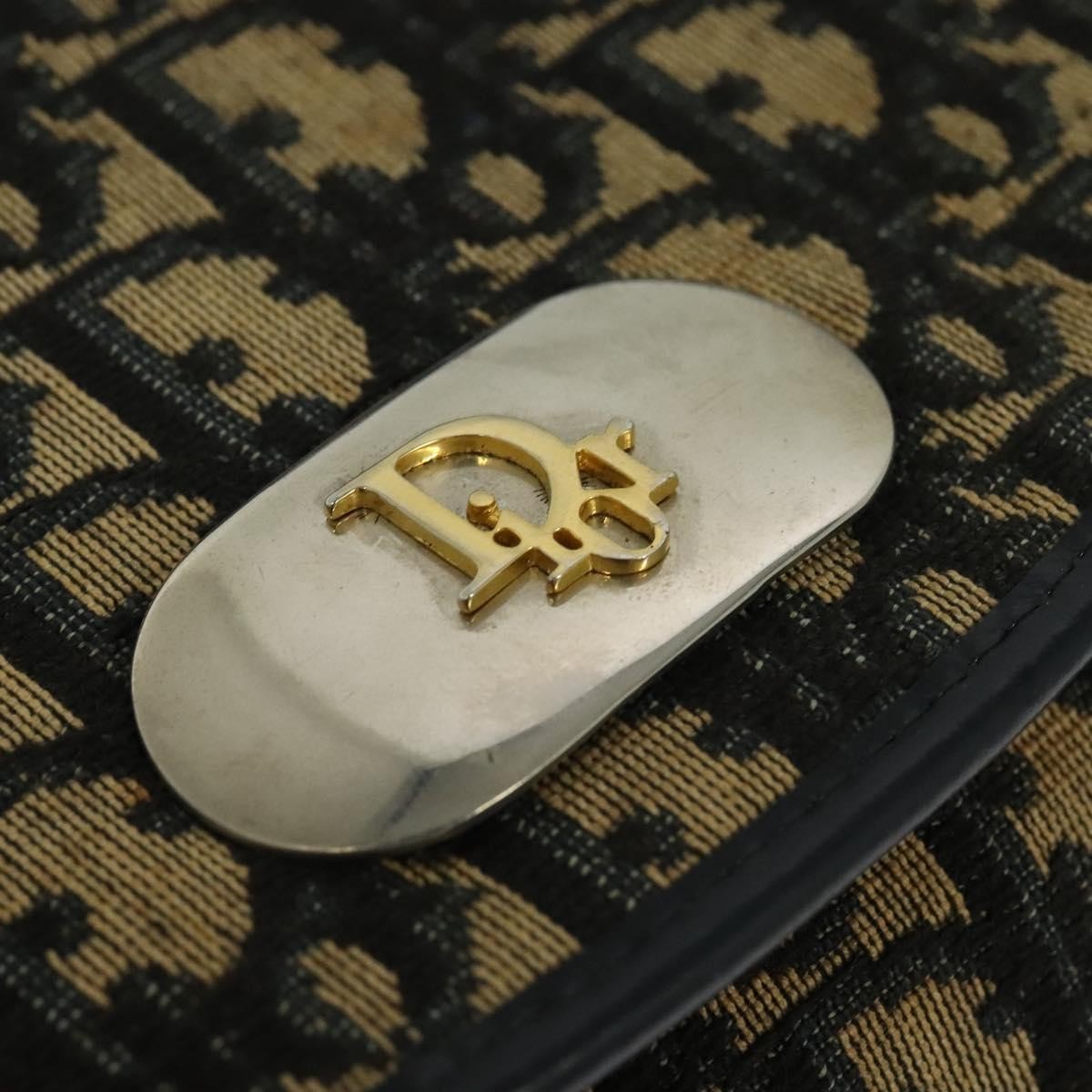 Christian Dior Vintage Trotter Flap Shoulder Bag Diorissimo Canvas, NAVY, CANVAS, Shoulder bag