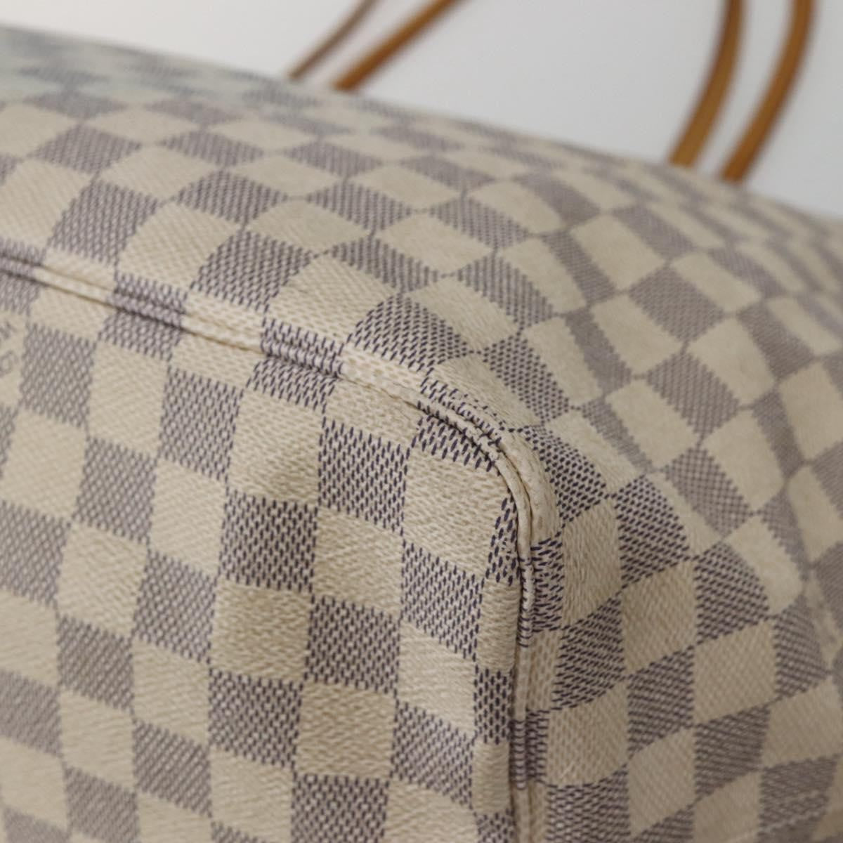 Louis Vuitton Neverfull Tote Damier azur, WHITE, CANVAS, Tote bag