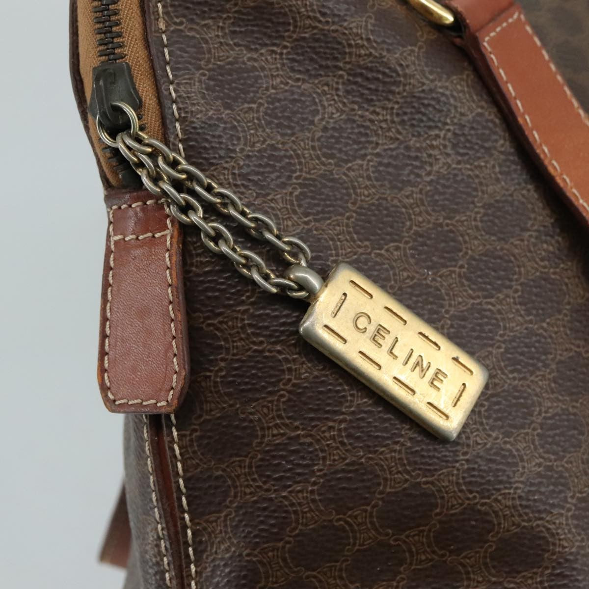 Celine Macadam Handbag Macadam with leather, BROWN, PVC, Handbag