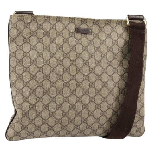 Gucci Flat Messenger Bag GG Canvas, BEIGE, CANVAS, Shoulder bag