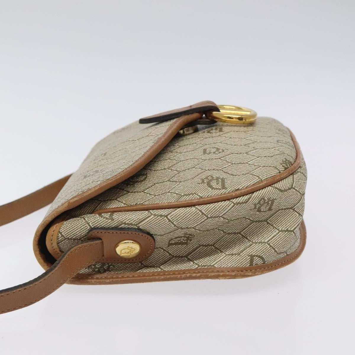 Christian Dior Vintage Honeycomb Flap Crossbody Bag Coated Canvas, BEIGE, CANVAS, Crossbody bag