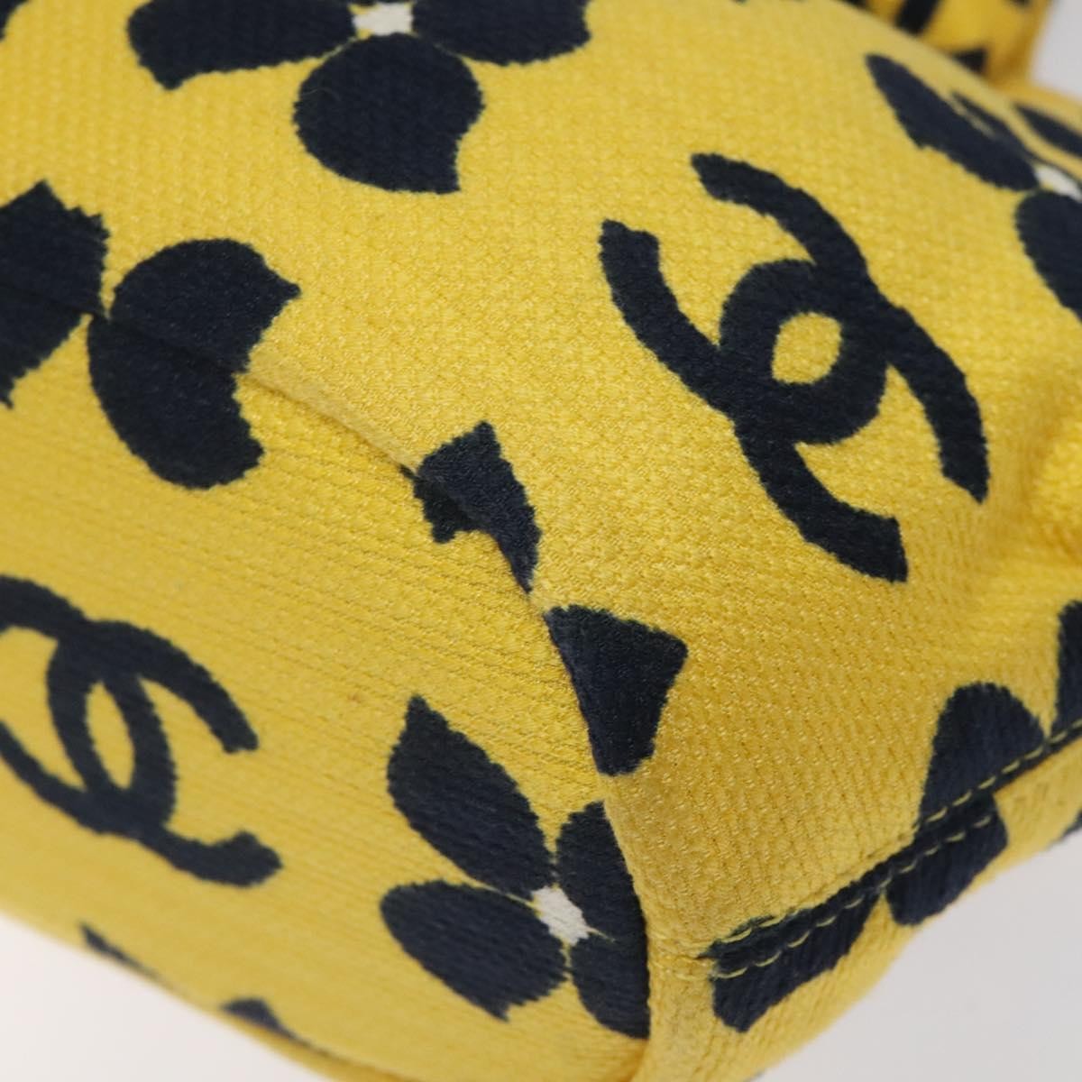Chanel Vintage Frame Shoulder Bag Printed Canvas, YELLOW, COTTON, Shoulder bag