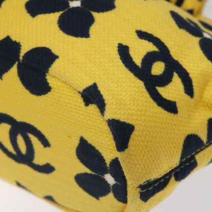 Chanel Vintage Frame Shoulder Bag Printed Canvas, YELLOW, COTTON, Shoulder bag