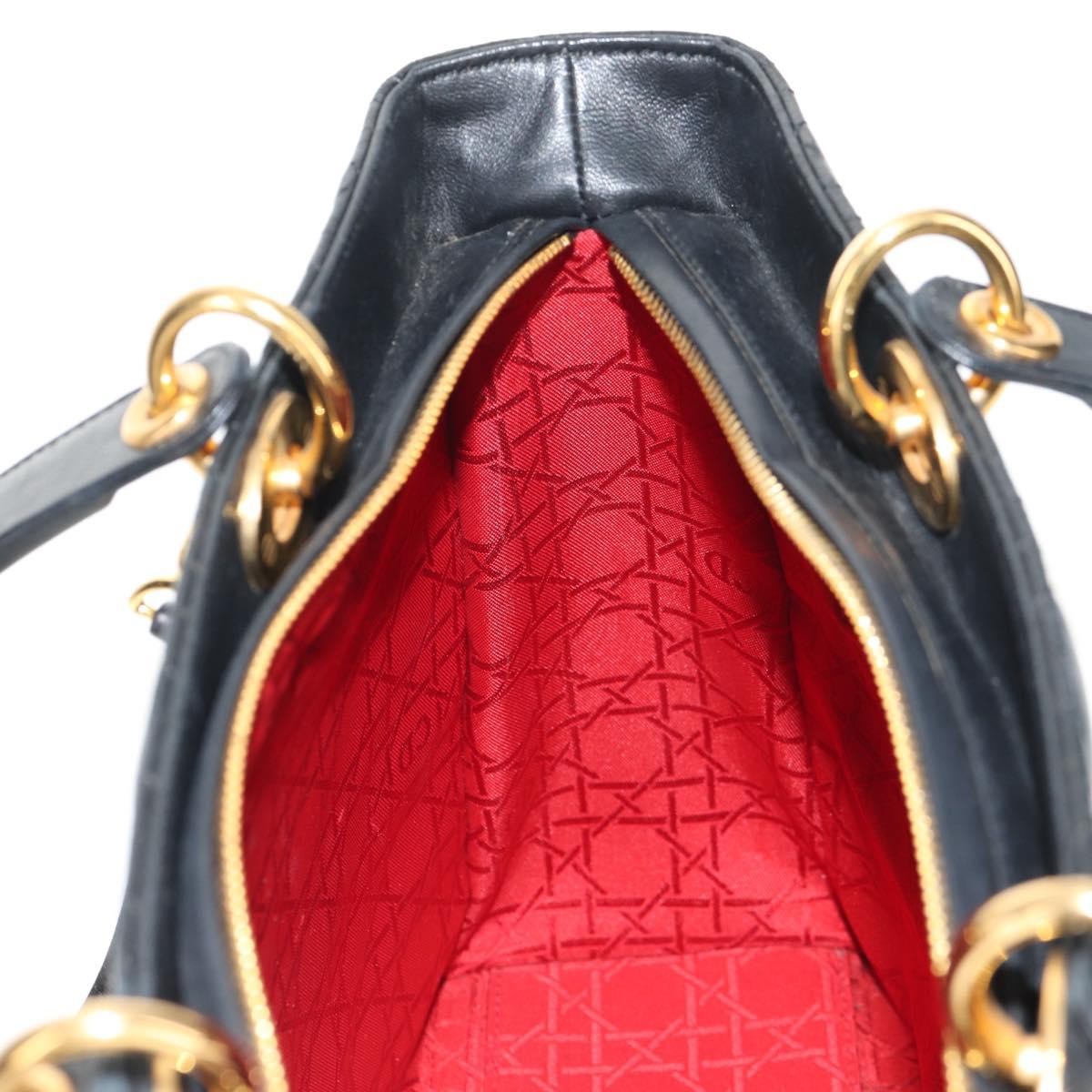 Christian Dior Vintage Lady Dior Bag Cannage Quilt Lambskin, BLACK, LEATHER, Handbag