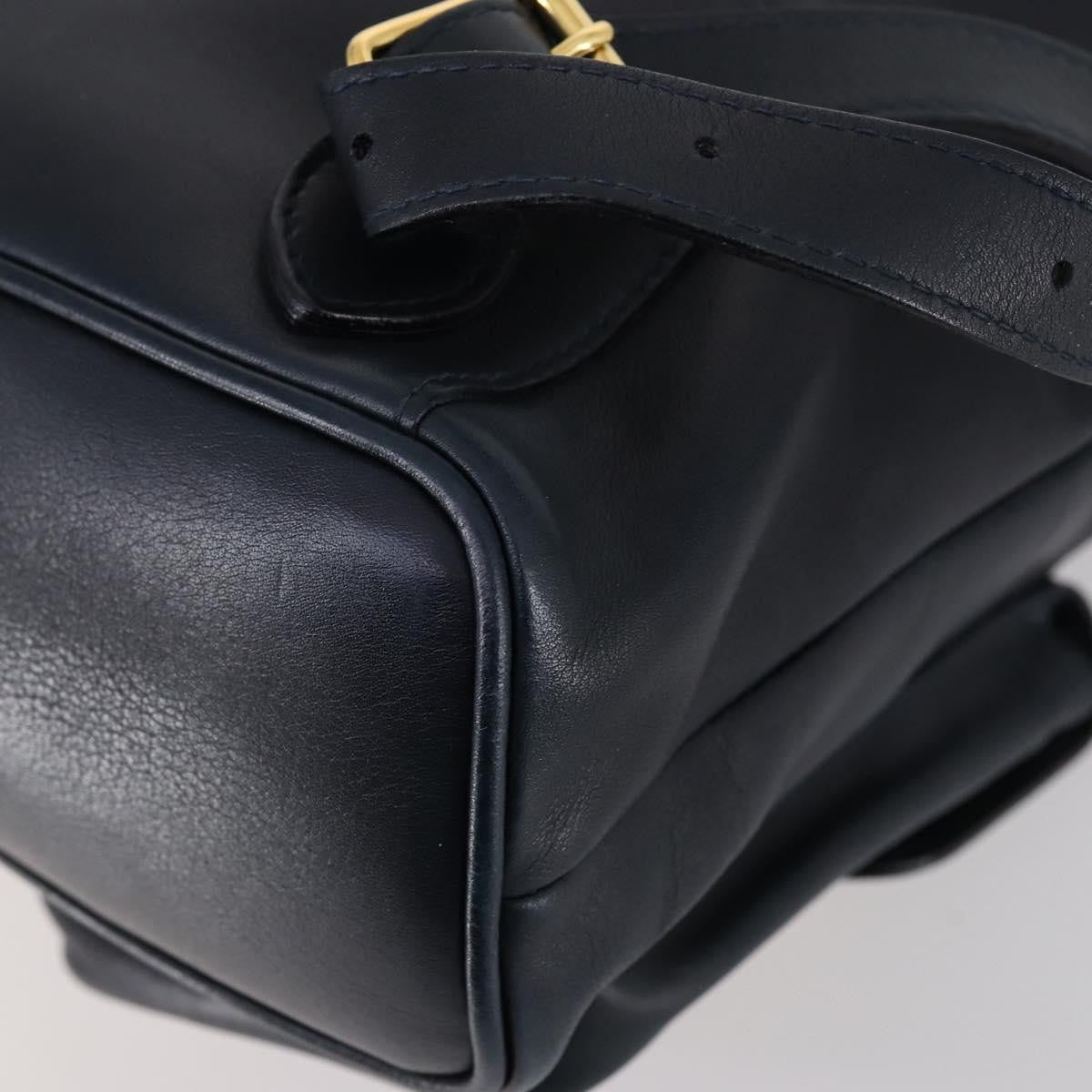 Gucci Vintage Bamboo Backpack Leather, NAVY, LEATHER, Backpack