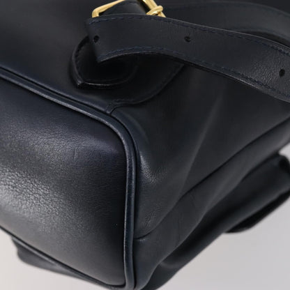 Gucci Vintage Bamboo Backpack Leather, NAVY, LEATHER, Backpack