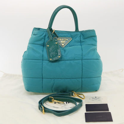 Prada Convertible Tote Quilted Tessuto, TURQUOISE, NYLON, Handbag