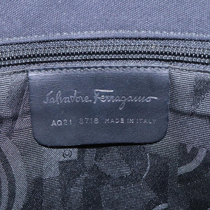 Salvatore Ferragamo Vala Shoulder Bag Canvas, BLACK, CANVAS, Shoulder bag