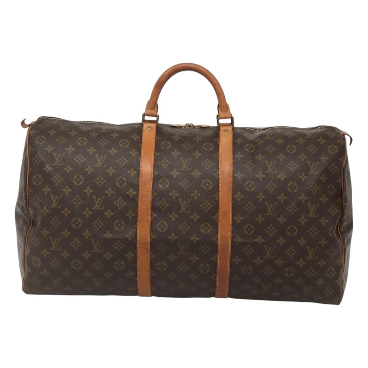 Louis Vuitton Keepall Bag Monogram Canvas, BROWN, CANVAS, Travel bag