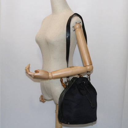 Gucci Vintage Bamboo Shoulder Bag Nylon, BLACK, NYLON, Shoulder bag