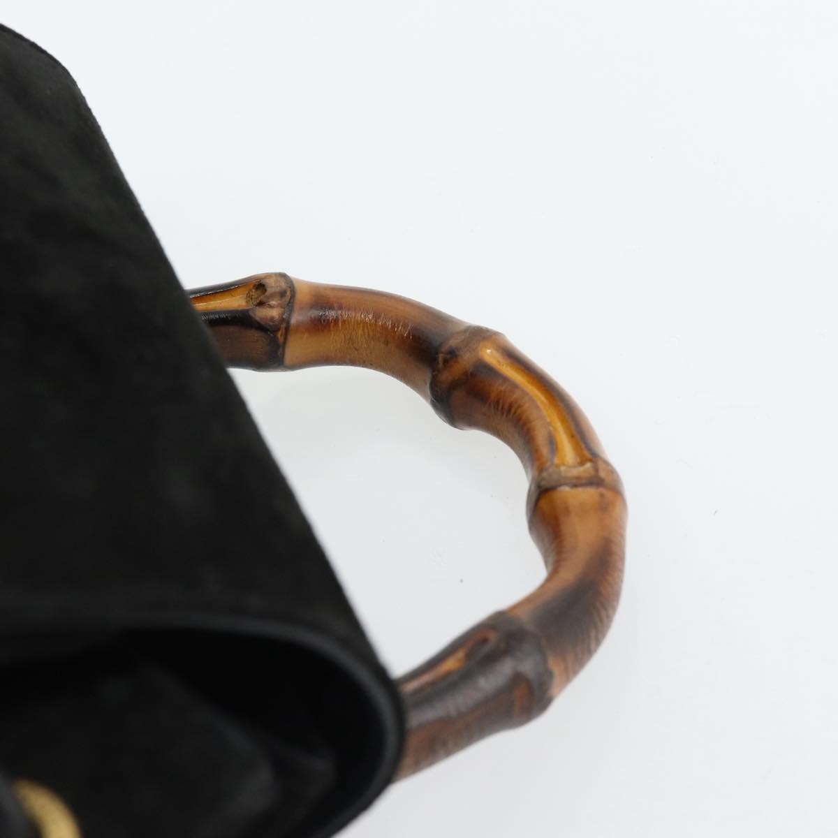 Gucci Vintage Bamboo Backpack Suede, Black, Suede, Backpack