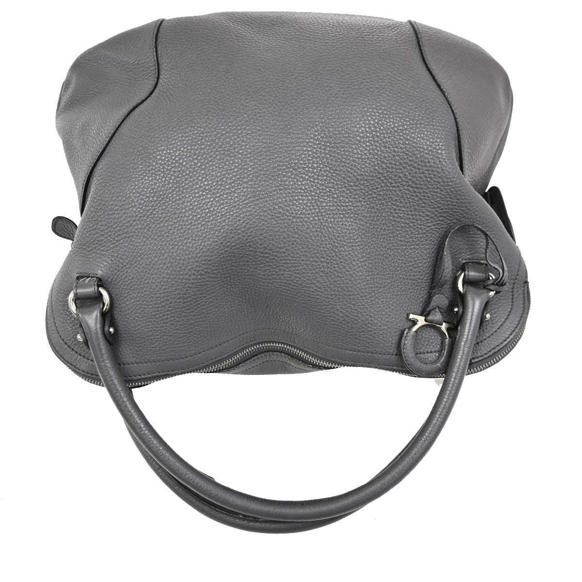 Salvatore Ferragamo Gancini handbag Leather, GRAY, LEATHER, Handbag