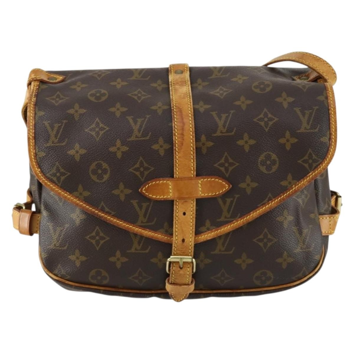 Louis Vuitton Saumur Handbag Monogram Canvas, BROWN, CANVAS, Handbag