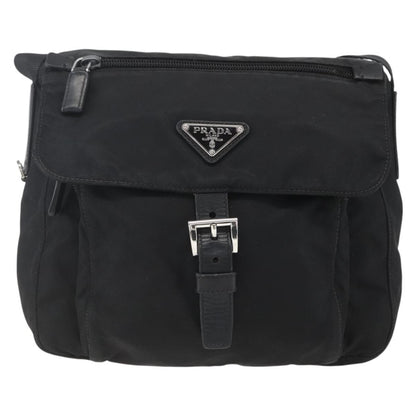 Prada Buckle Messenger Bag Tessuto, BLACK, NYLON, Shoulder bag