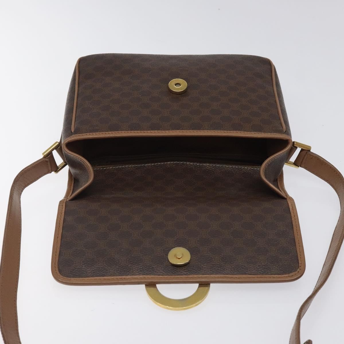 Celine Macadam Shoulder Bag PVC Leather, BROWN, CANVAS, Shoulder bag