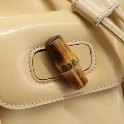 Gucci Vintage Bamboo Backpack Patent, BEIGE, PATENT_LEATHER, Backpack