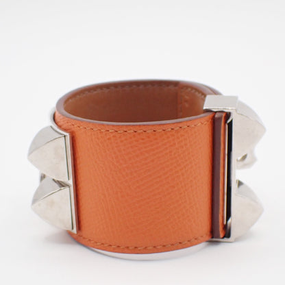 Hermes Collier de Chien Bracelet Leather, ORANGE, LEATHER, Bracelet