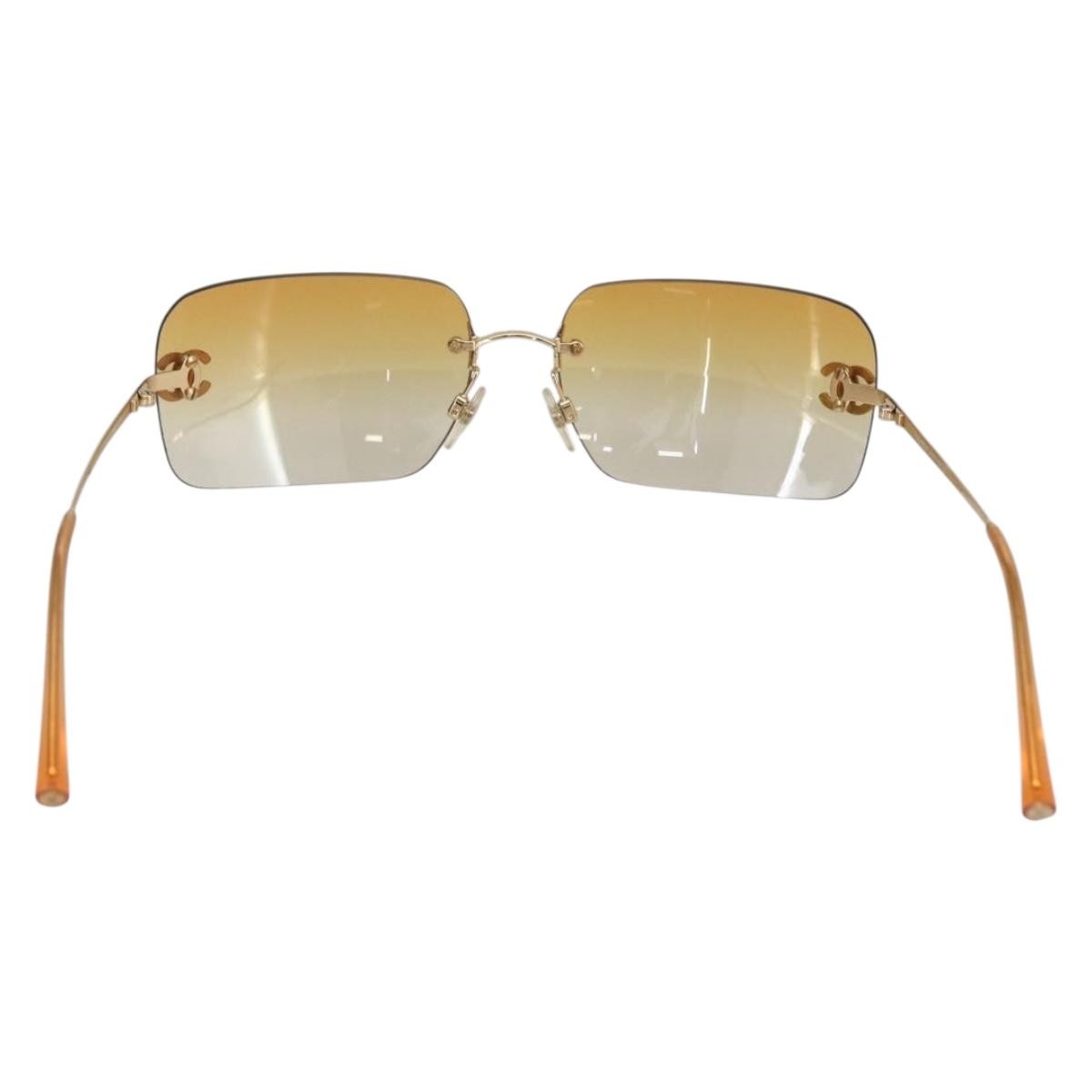 Chanel Logo CC Sunglasses Metal, ORANGE, METAL, Sunglasse