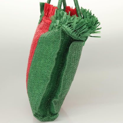 Gucci Cestino Tote Woven Raffia, GREEN, WICKER, Tote bag