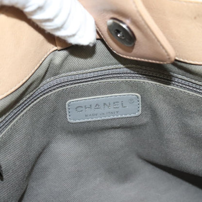 Chanel Petite Shopping Tote Quilted Calfskin, BEIGE, LEATHER, Tote bag