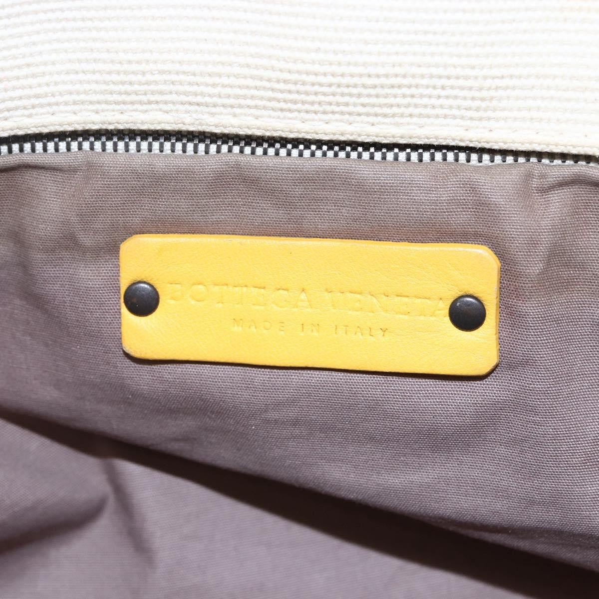 Bottega Veneta Braided Handle Open Tote Bag Canvas with Leather, YELLOW, CANVAS, Tote bag