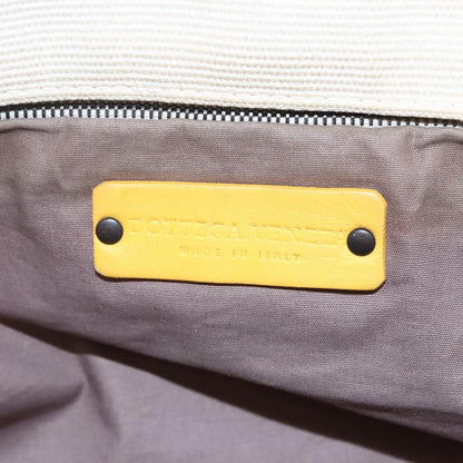 Bottega Veneta Braided Handle Open Tote Bag Canvas with Leather, YELLOW, CANVAS, Tote bag