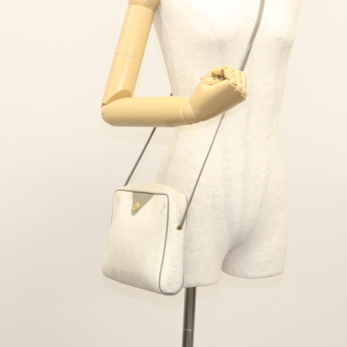 Christian Dior Vintage Honeycomb Shoulder Bag Canvas, WHITE, CANVAS, Shoulder bag