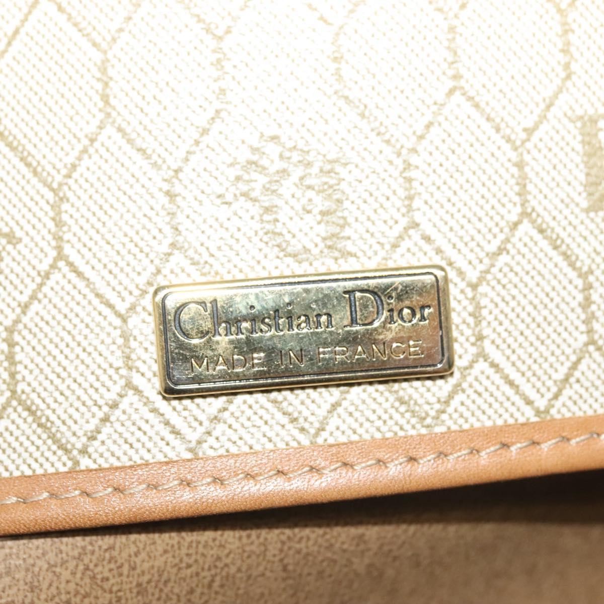 Christian Dior Vintage Honeycomb Shoulder Bag Canvas, BEIGE, CANVAS, Shoulder bag