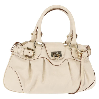 Salvatore Ferragamo Marisa Satchel Leather, WHITE, LEATHER, Handbag