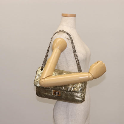 Chanel Drill Flap Bag Perforated Leather, GOLD, LEATHER, Handbag