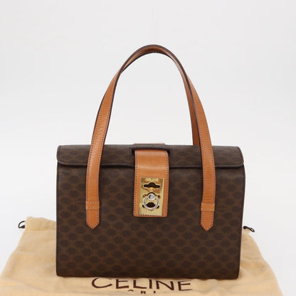 Celine Vintage Macadam Handbag Canvas and Leather, BROWN, CANVAS, Handbag