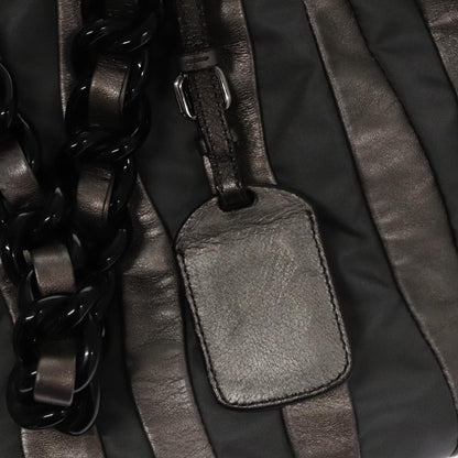 Prada Waves Chain Tote Leather and Tessuto, SILVER, LEATHER, Tote bag