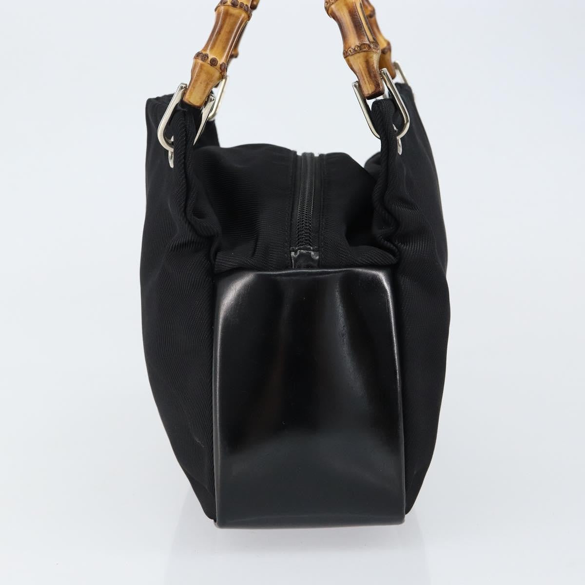 Gucci Vintage Bamboo Handle Bag Leather, BLACK, LEATHER, Handbag