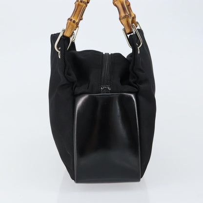 Gucci Vintage Bamboo Handle Bag Leather, BLACK, LEATHER, Handbag