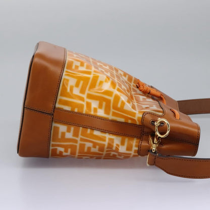 Fendi FF Logo Mon Tresor Bucket Bag Canvas, ORANGE, CANVAS, Shoulder bag