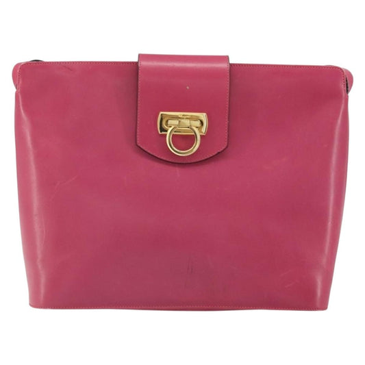 Salvatore Ferragamo Gancini Shoulder Bag Leather, PINK, LEATHER, Shoulder bag