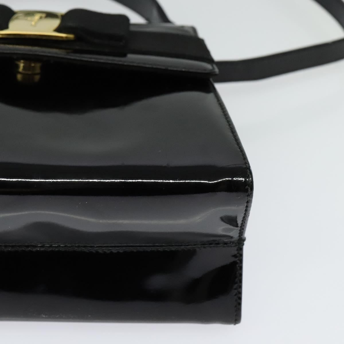Salvatore Ferragamo Vintage Vara Bow Top Handle Bag Patent Leather, BLACK, PATENT_LEATHER, Handbag