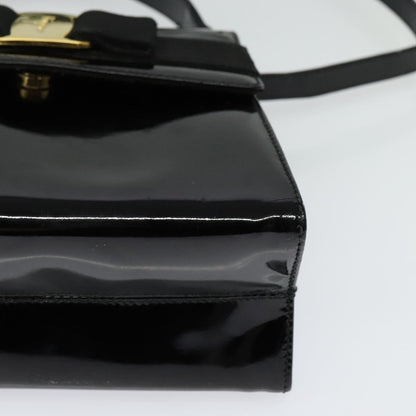 Salvatore Ferragamo Vintage Vara Bow Top Handle Bag Patent Leather, BLACK, PATENT_LEATHER, Handbag