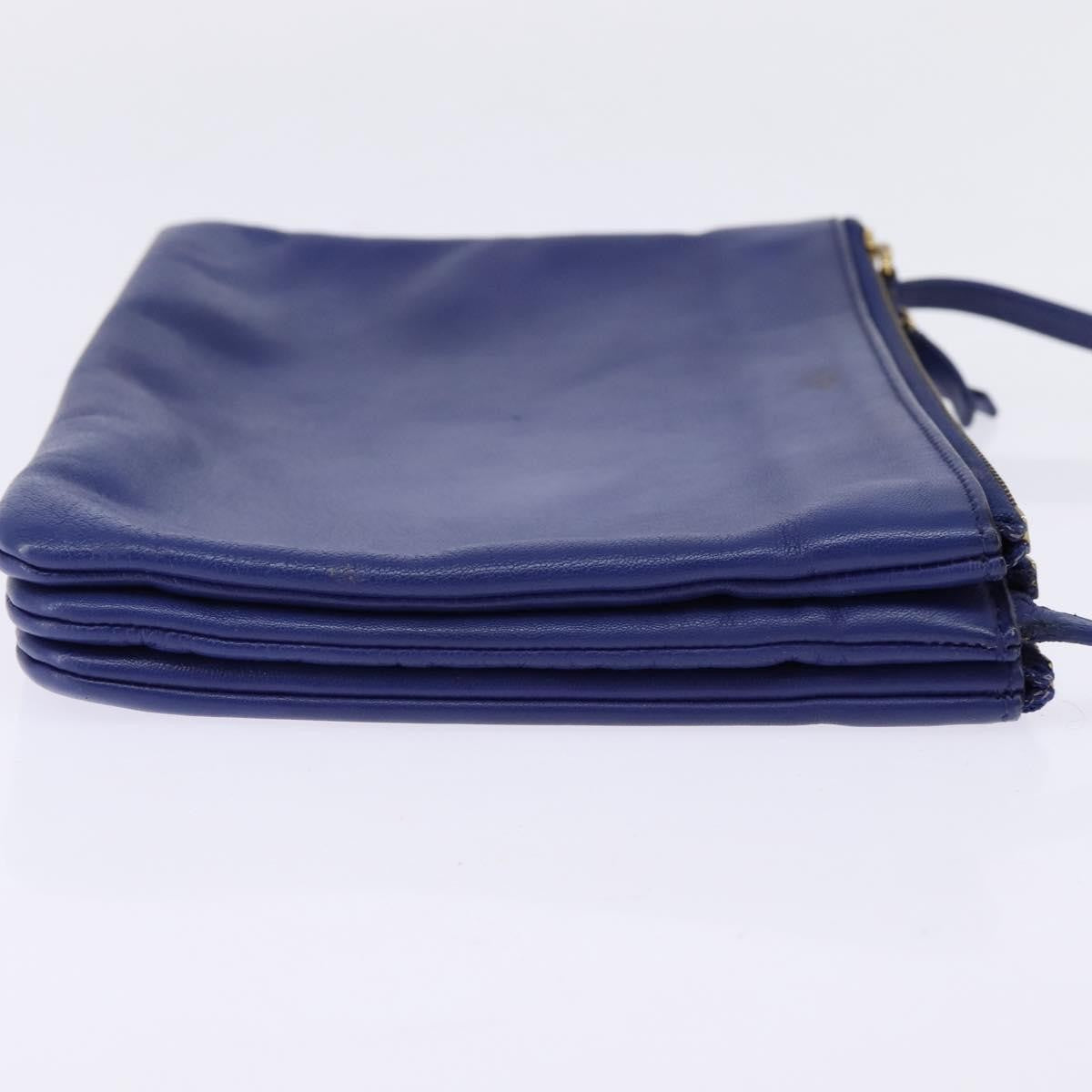 Celine Trio Crossbody Bag Leather, BLUE, LEATHER, Crossbody bag