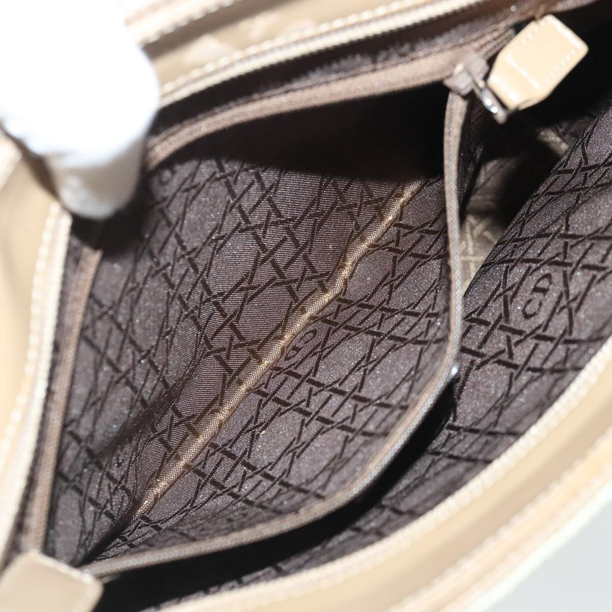 Christian Dior Vintage Tote Cannage Quilt Nylon, BEIGE, NYLON, Tote bag