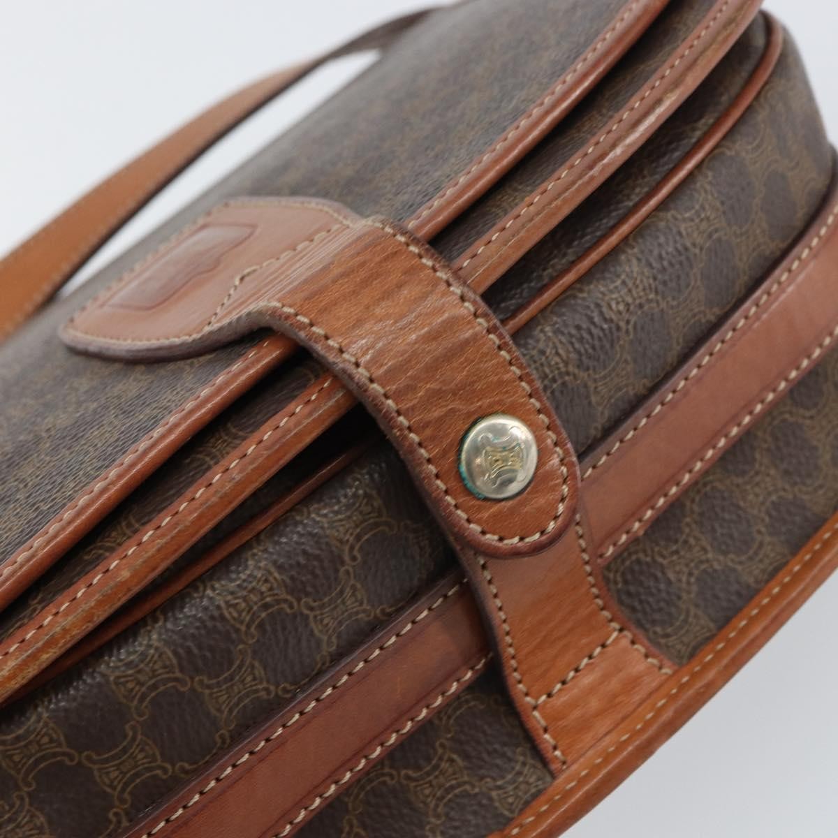 Celine Macadam Shoulder Bag PVC Leather, BROWN, PVC, Shoulder bag